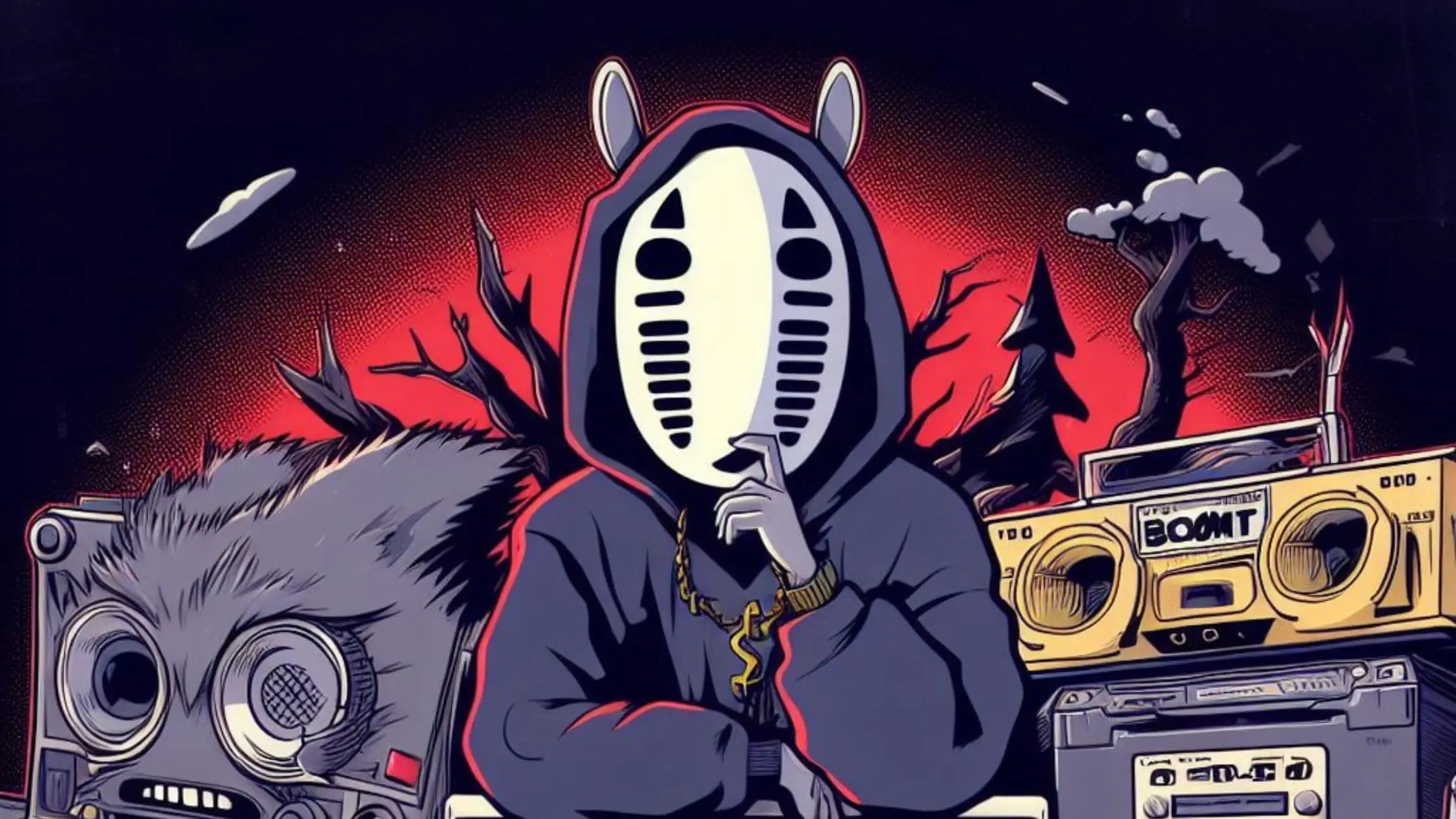 boom bap artwork in the style of a studio ghibli movie