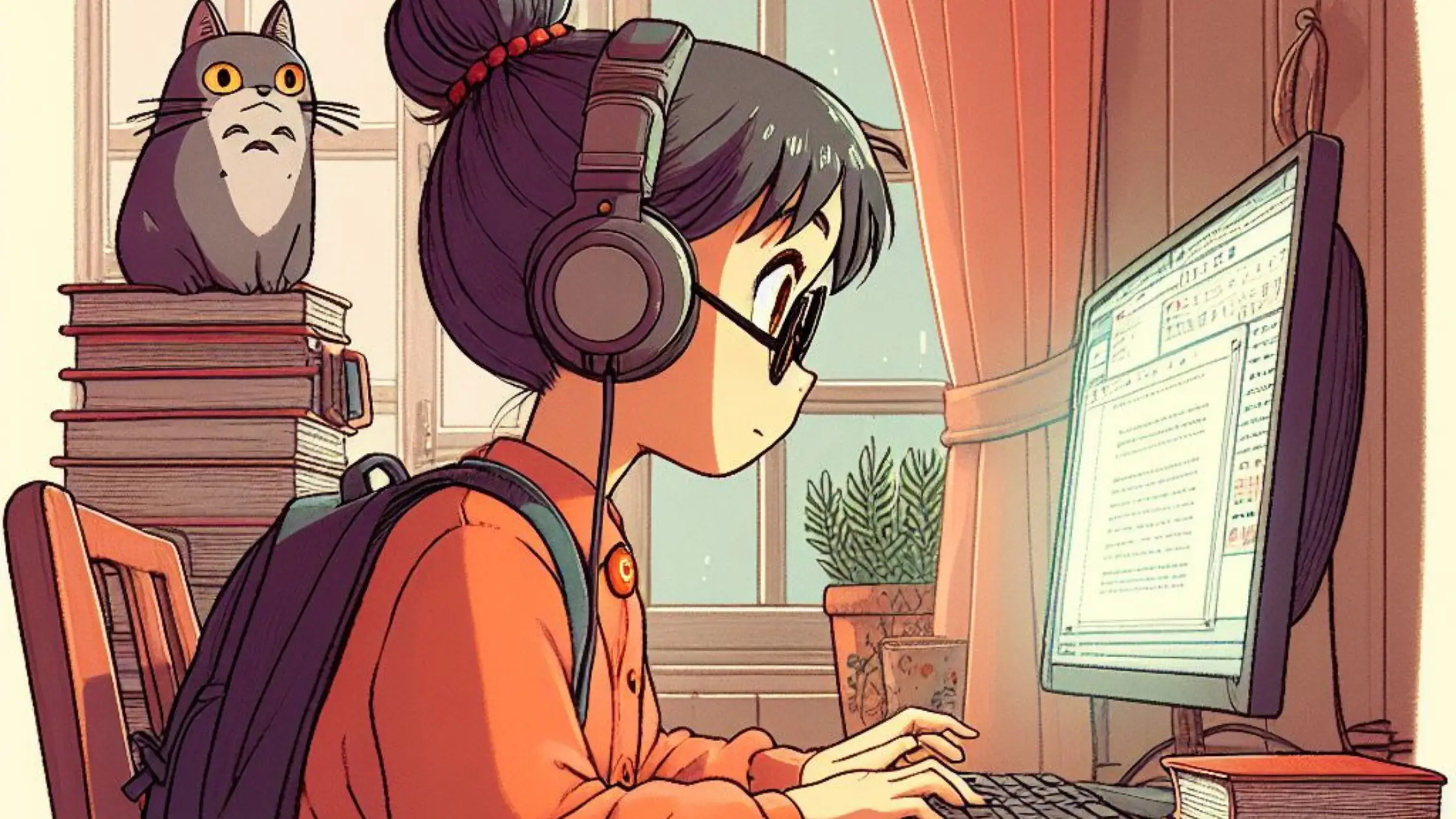 girl studying and listening to lofi hip hop