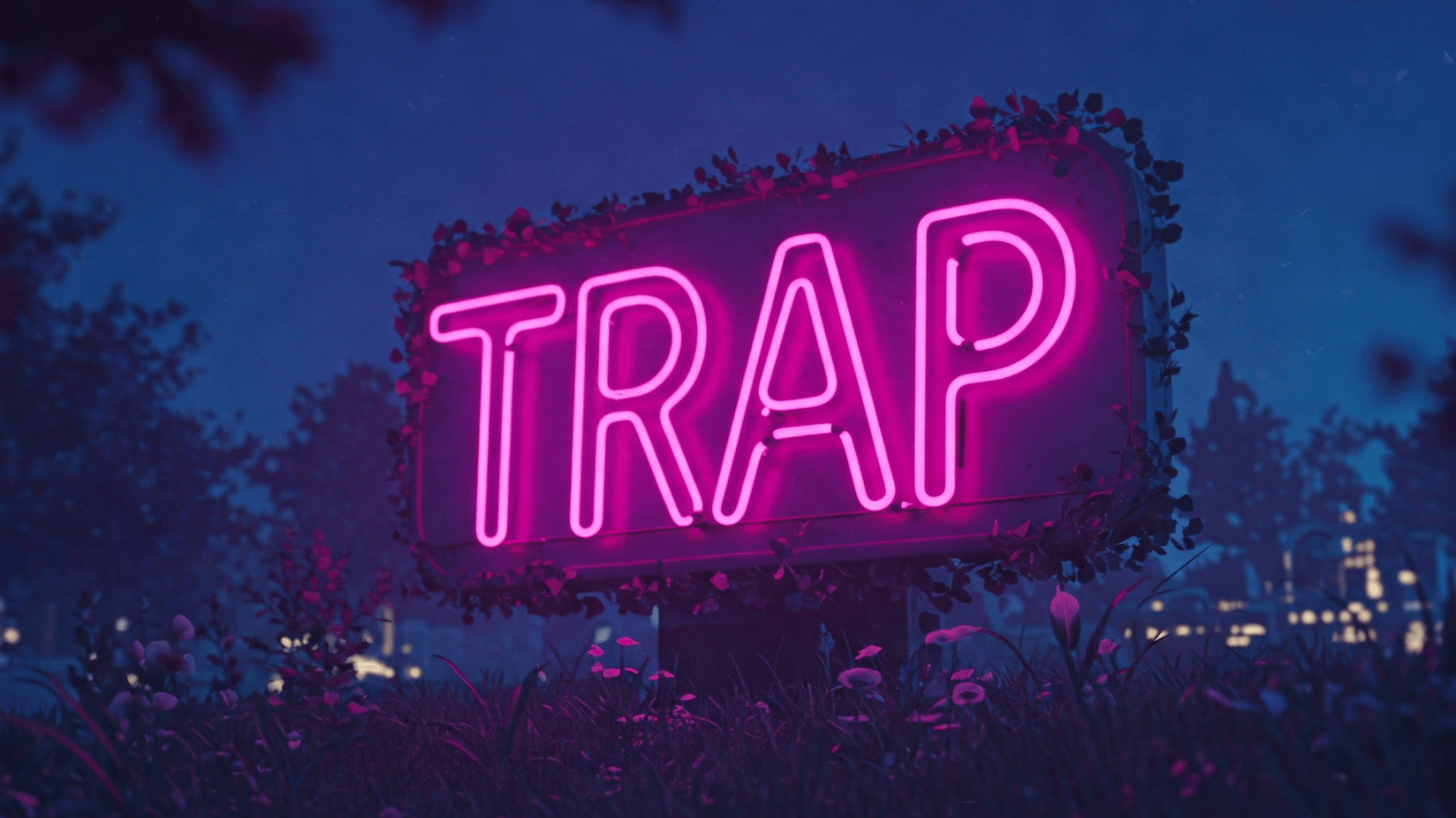 trap music neon sign